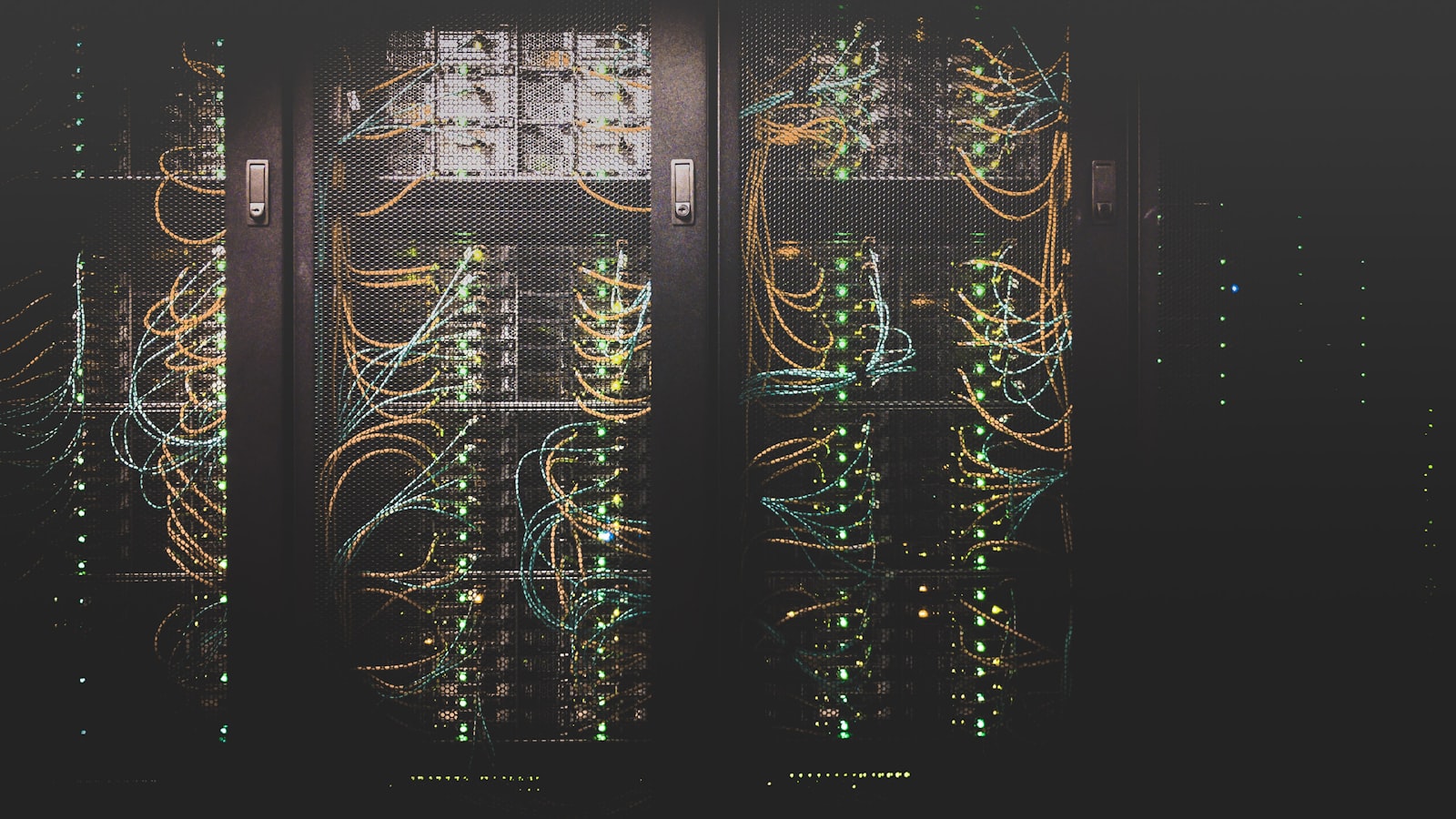 Rows of dark server racks lit with blue accents, representing multiple Claude subagents running in parallel and in isolation